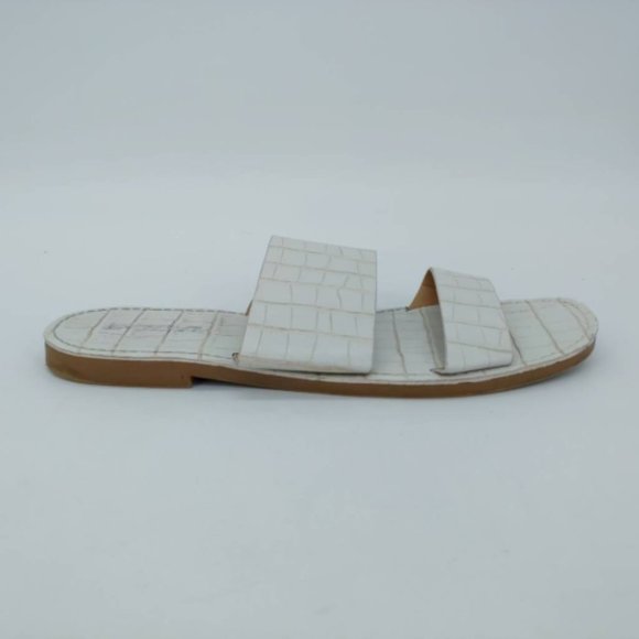 Soda Womens Slides Sandals White Crocodile Embossed Flat Heel Slip On 9 - Picture 1 of 10